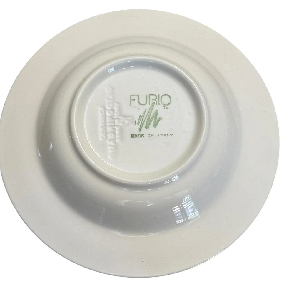 Vintage Set of 4 Furio Grape Leaf Blue Stoneware Salad Plates Made in Italy 8.5